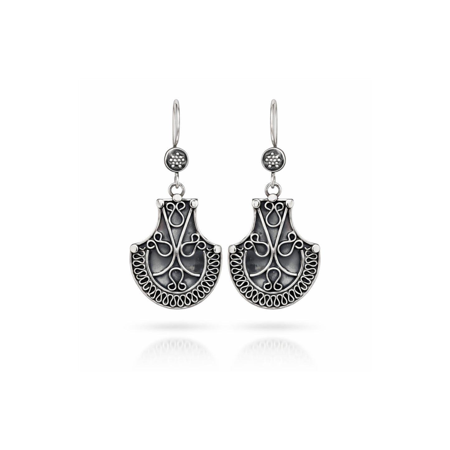 Zyrene Old Soul™ Filigree Drop Earrings – Vintage Silver Finish | Elegant Statement Earrings for Women | Perfect Gift for Her