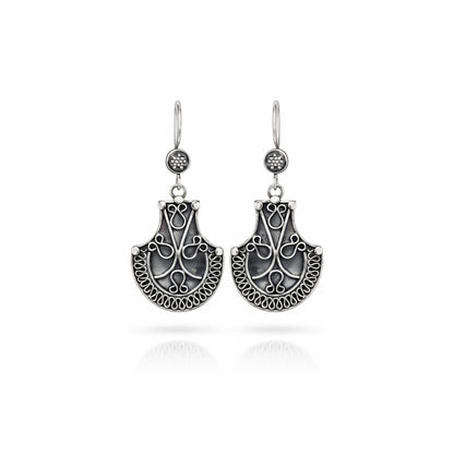 Zyrene Old Soul™ Filigree Drop Earrings – Vintage Silver Finish | Elegant Statement Earrings for Women | Perfect Gift for Her