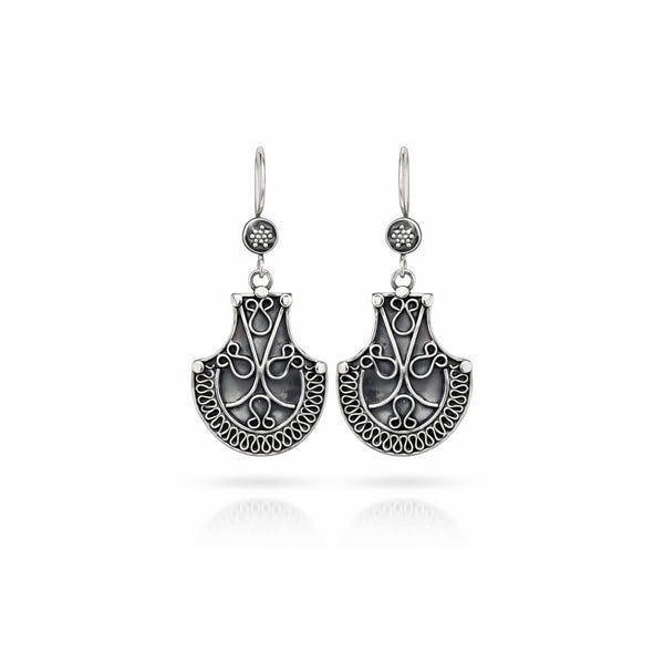 Zyrene Old Soul™ Filigree Drop Earrings – Vintage Silver Finish | Elegant Statement Earrings for Women | Perfect Gift for Her
