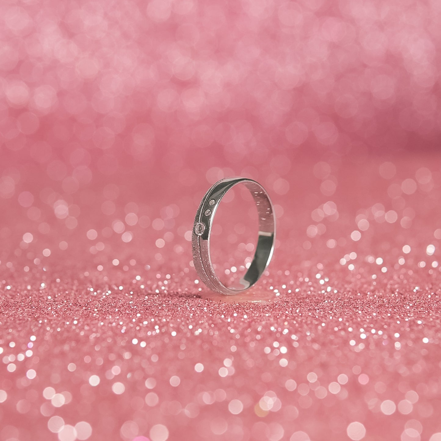 LUMIÈRE DOT™ Ring – 925 Sterling Silver Textured Band by Zyrene | Soft Luxe Sparkle