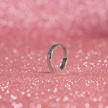 LUMIÈRE DOT™ Ring – 925 Sterling Silver Textured Band by Zyrene | Soft Luxe Sparkle