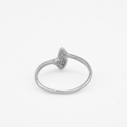 Side angle of Zyrene Liora 925 silver bow ring showing slim lightweight band