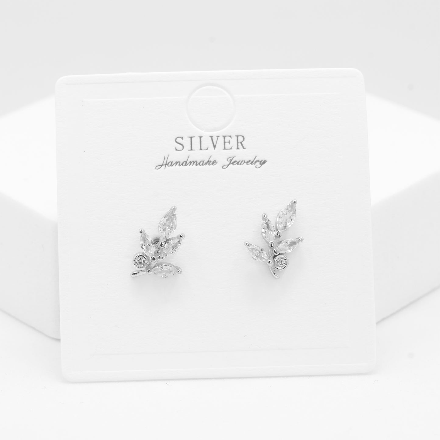 Aarohi™ Floral Leaf Stud Earrings by Zyrene — 925 Silver Earrings