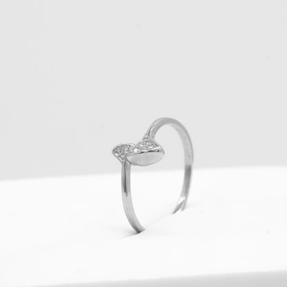 Front view of Liora bow ring in 925 sterling silver by Zyrene