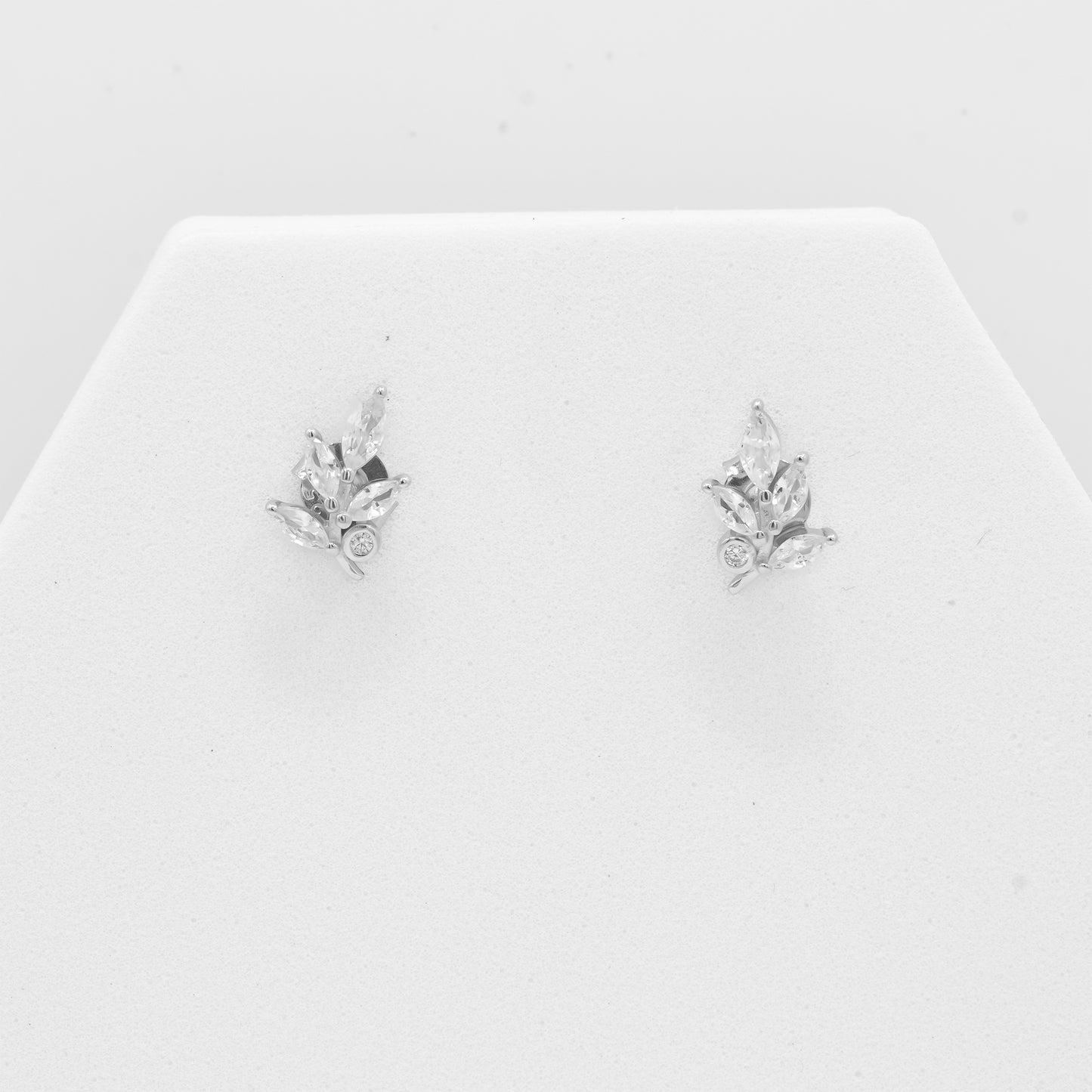 Aarohi™ Floral Leaf Stud Earrings by Zyrene — 925 Silver Earrings