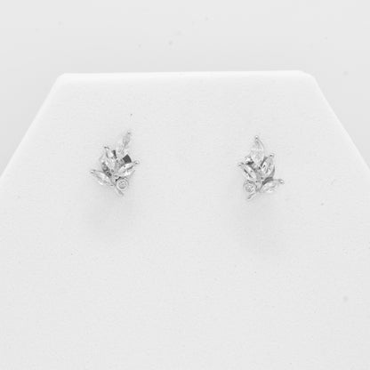 Aarohi™ Floral Leaf Stud Earrings by Zyrene — 925 Silver Earrings