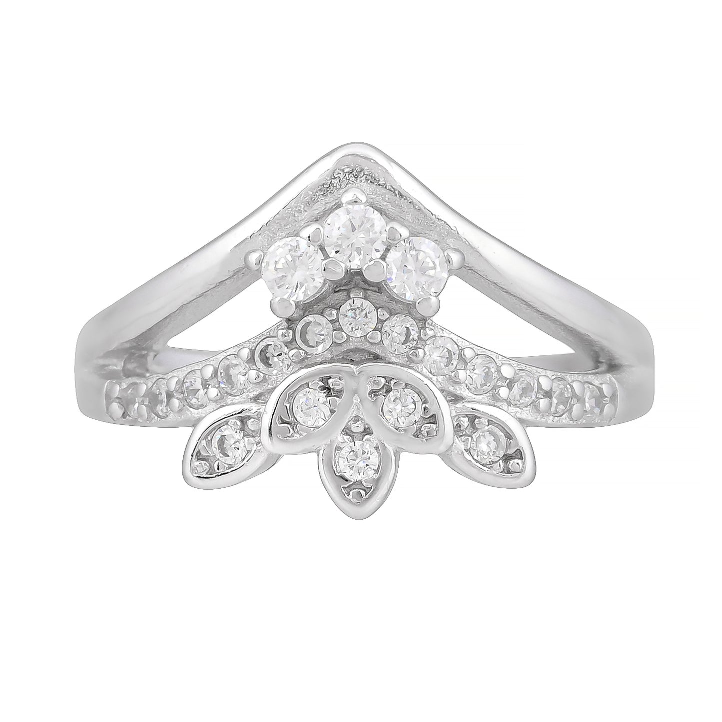 Celestia™ by Zyrene – Princess Crown Floral Ring | 925 Sterling Silver | Pavé Sparkle | Lifetime Plating + 6-Month Warranty