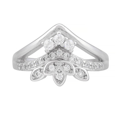 Celestia™ by Zyrene – Princess Crown Floral Ring | 925 Sterling Silver | Pavé Sparkle | Lifetime Plating + 6-Month Warranty