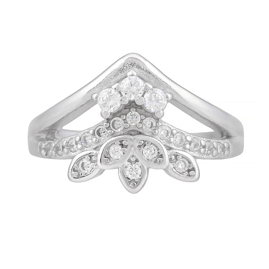 Celestia™ by Zyrene – Princess Crown Floral Ring | 925 Sterling Silver | Pavé Sparkle | Lifetime Plating + 6-Month Warranty