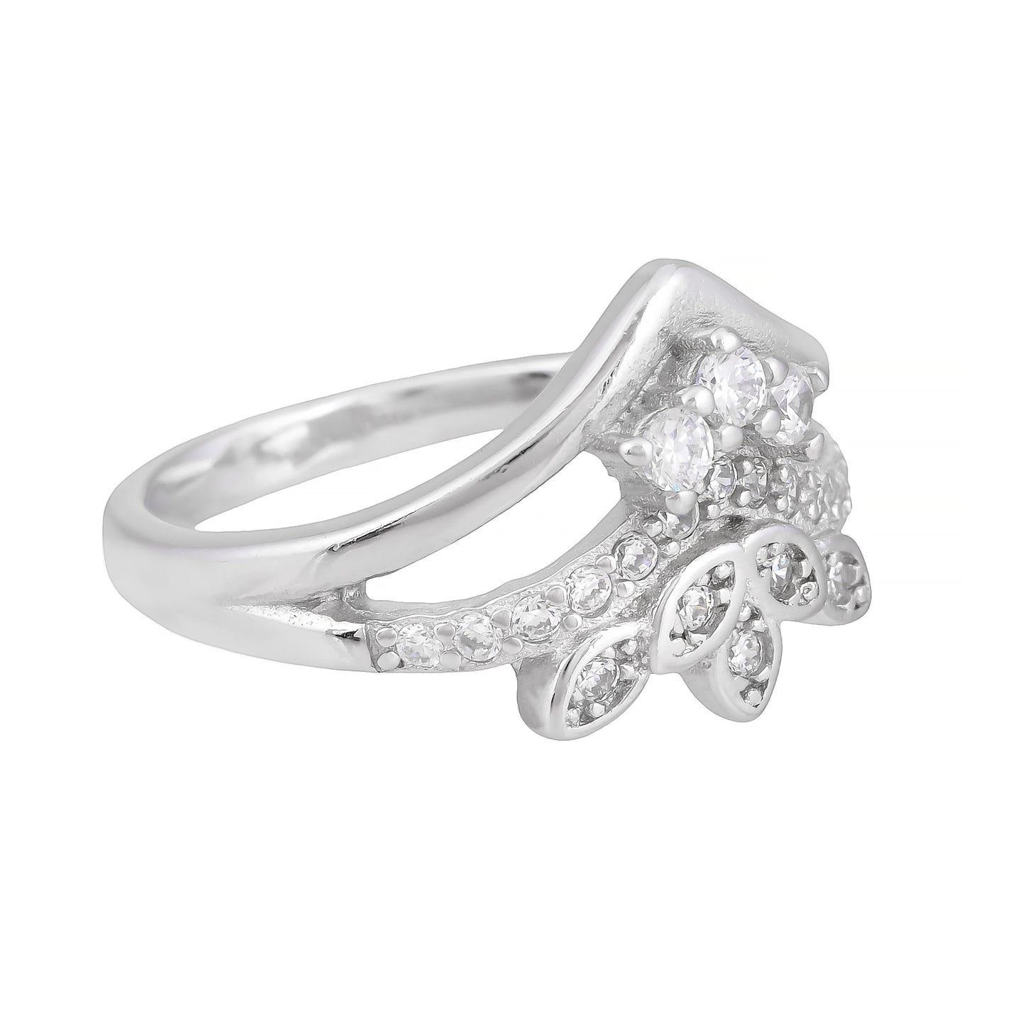 Celestia™ by Zyrene – Princess Crown Floral Ring | 925 Sterling Silver | Pavé Sparkle | Lifetime Plating + 6-Month Warranty