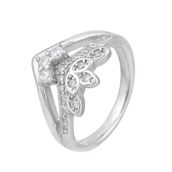 Celestia™ by Zyrene – Princess Crown Floral Ring | 925 Sterling Silver | Pavé Sparkle | Lifetime Plating + 6-Month Warranty