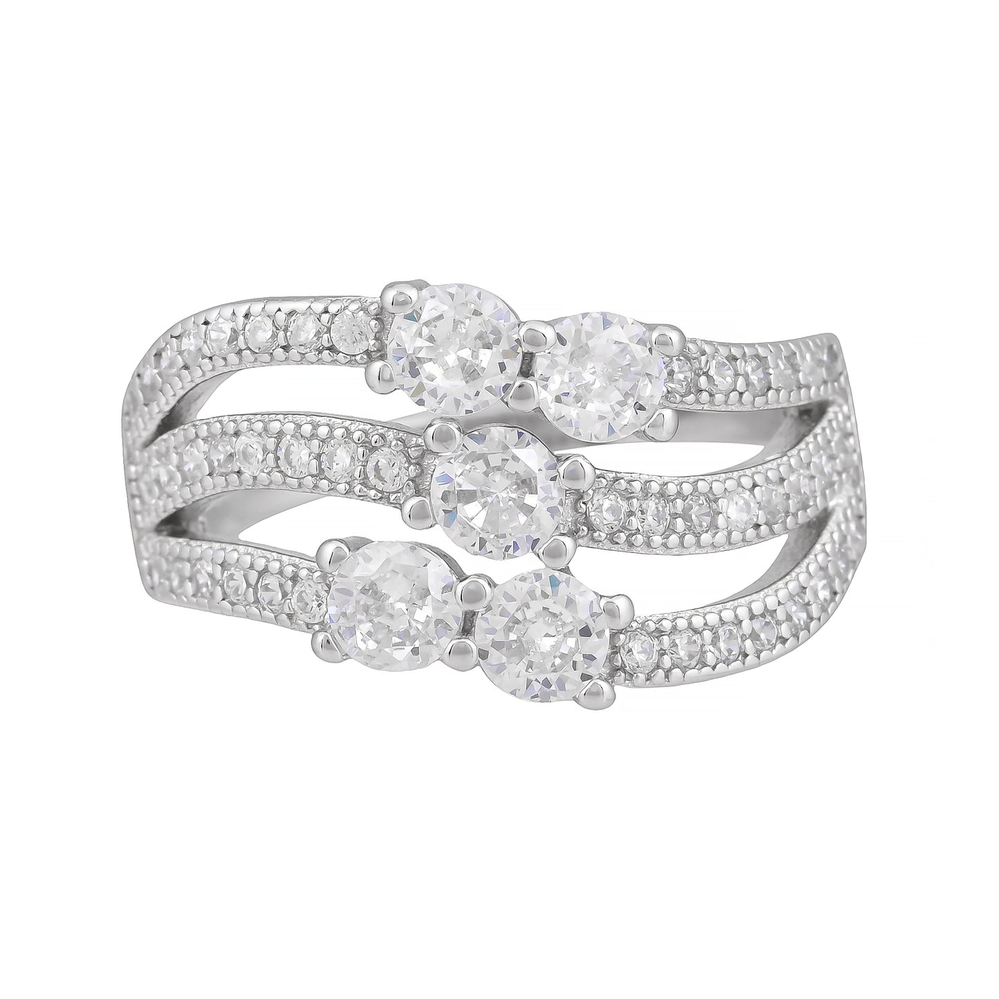 Luxara™ by Zyrene – Multi-Stone Royal Band | 925 Sterling Silver | Triple Pavé Detailing | Lifetime Plating + 6-Month Warranty