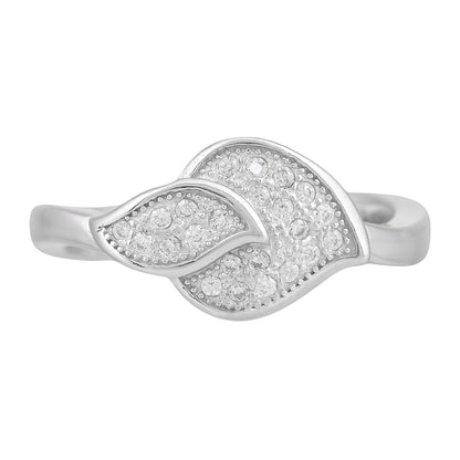 Leafora Luxe™ by Zyrene – Dual Leaf Pavé Ring | 925 Sterling Silver | Sparkle Wrap Design | Lifetime Plating + 6-Month Warranty