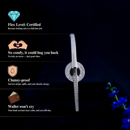 Circola™ by Zyrene – Luxe Silver Loop Bangle Bracelet | Everyday Chic & Evening Glam | 925 Silver Finish | Premium Lifetime Plating & 6-Month Warranty Included
