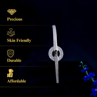Circola™ by Zyrene – Luxe Silver Loop Bangle Bracelet | Everyday Chic & Evening Glam | 925 Silver Finish | Premium Lifetime Plating & 6-Month Warranty Included