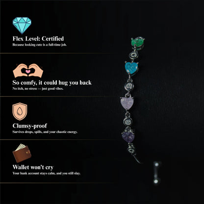 Lovelle™ by Zyrene –– Pastel Heart Adjustable Bracelet | 925 Sterling Silver | Universal Fit