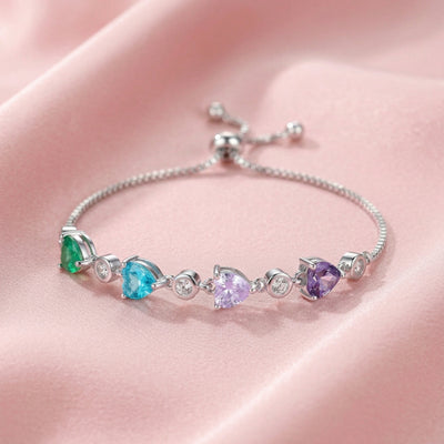 Lovelle™ by Zyrene –– Pastel Heart Adjustable Bracelet | 925 Sterling Silver | Universal Fit