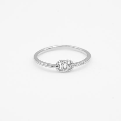 Side view of Zyrene Riva 925 silver ring showing slim lightweight band