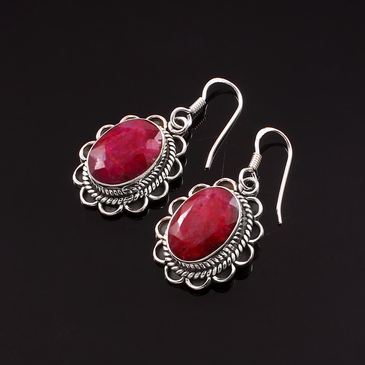 Ruva™ Vintage Crimson Drop Earrings | Sterling Silver | Old Soul Passion | Meaningful Gift for Her