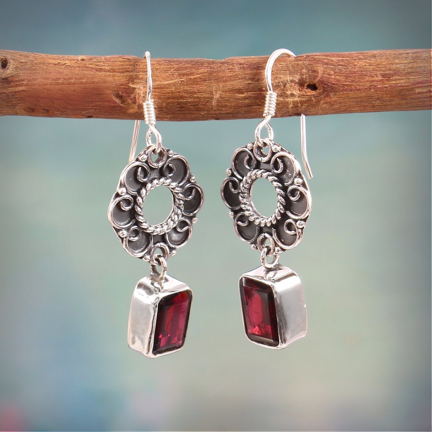Elaria™ Vintage Garnet Drop Earrings | Sterling Silver | Old Soul Elegance | Meaningful Gift for Her