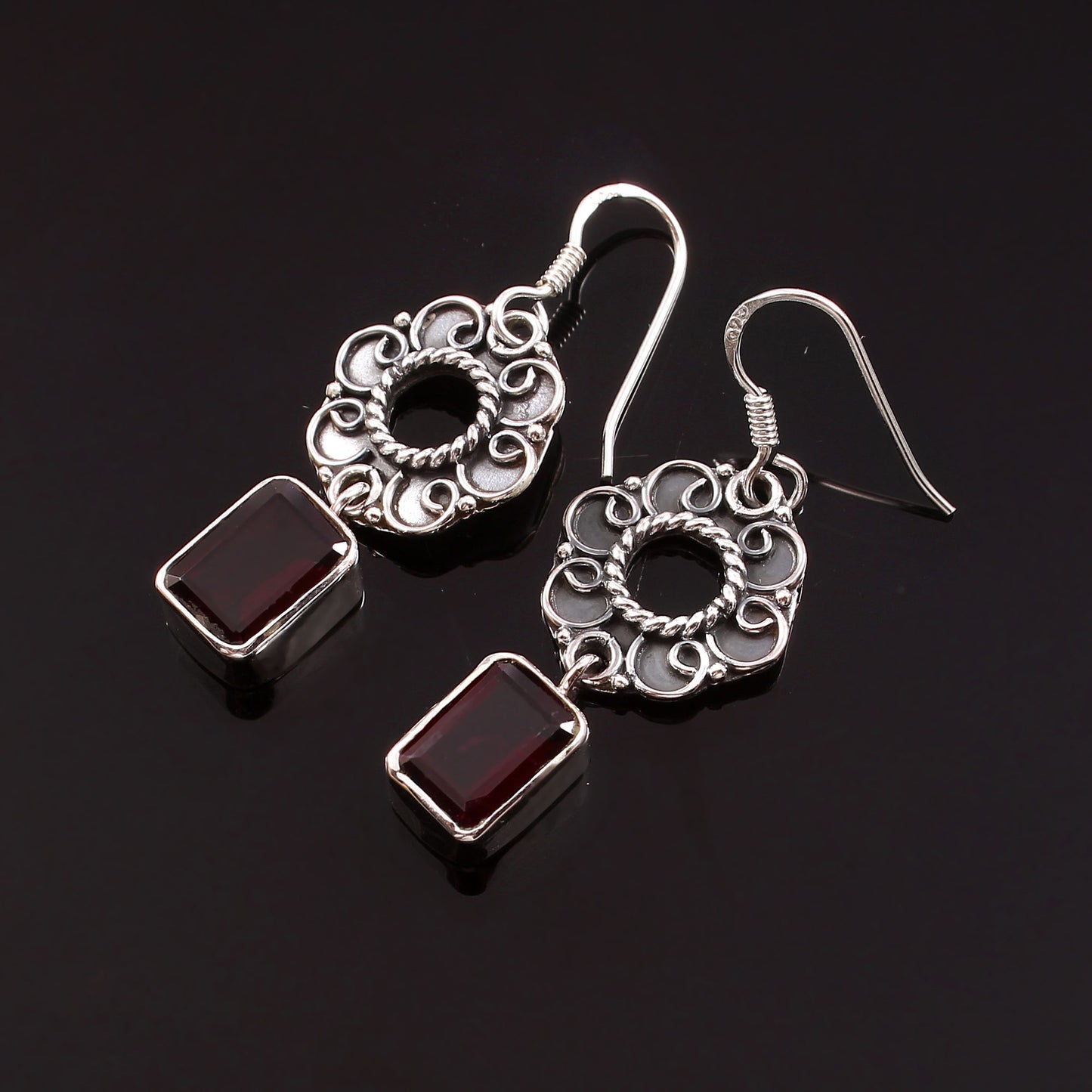 Elaria™ Vintage Garnet Drop Earrings | Sterling Silver | Old Soul Elegance | Meaningful Gift for Her