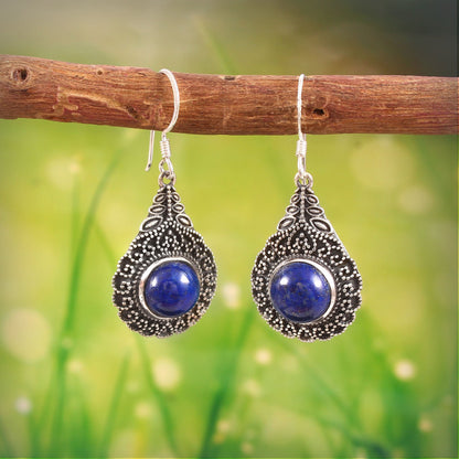 Auralis™ Vintage Lapis Drop Earrings | Sterling Silver | Old Soul Wisdom | Meaningful Gift for Her