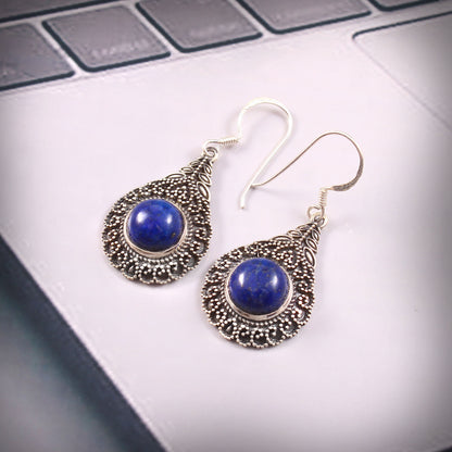 Auralis™ Vintage Lapis Drop Earrings | Sterling Silver | Old Soul Wisdom | Meaningful Gift for Her
