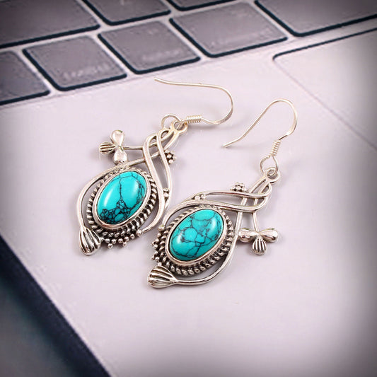 Seren™ Vintage Turquoise Flow Earrings | Sterling Silver | Old Soul Calm | Meaningful Gift for Her