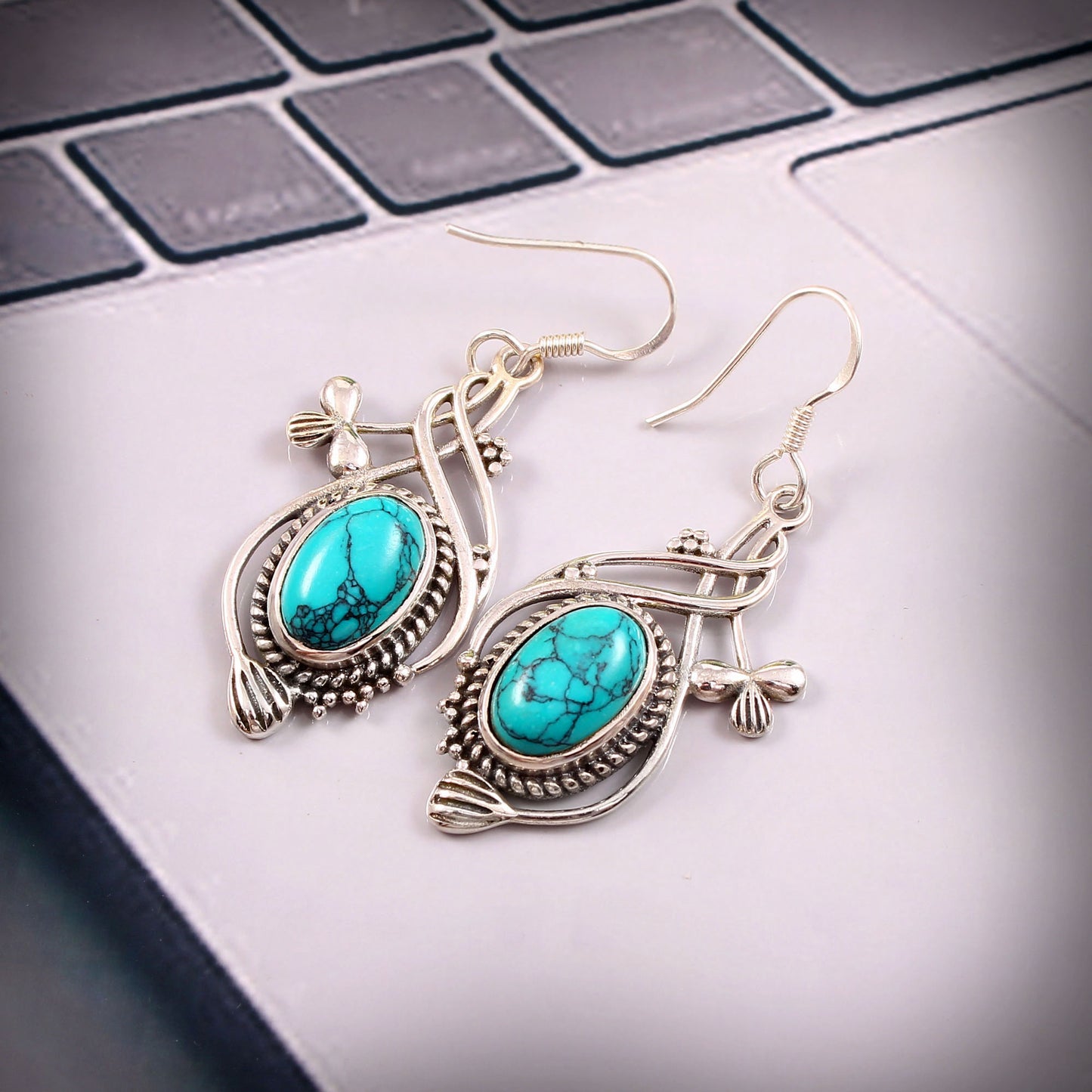 Seren™ Vintage Turquoise Flow Earrings | Sterling Silver | Old Soul Calm | Meaningful Gift for Her