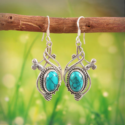 Seren™ Vintage Turquoise Flow Earrings | Sterling Silver | Old Soul Calm | Meaningful Gift for Her