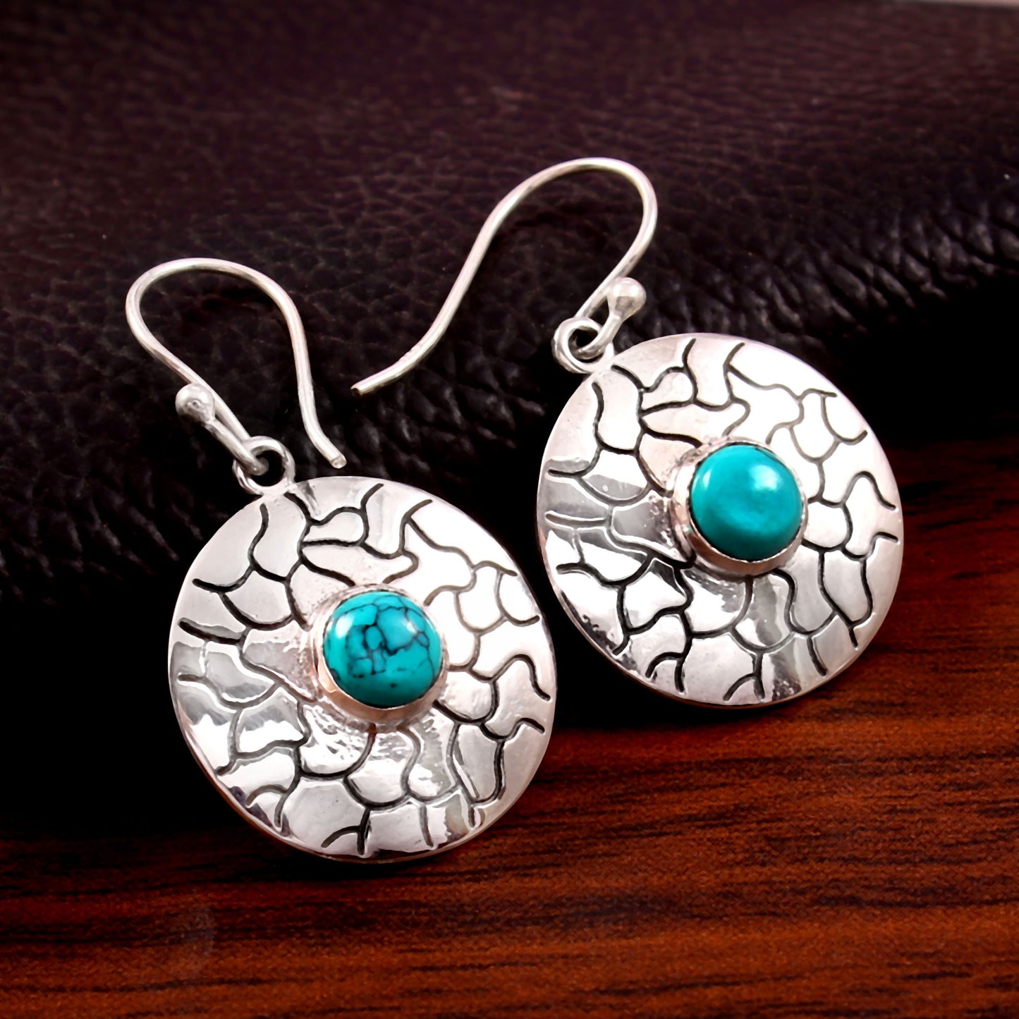 Solene™ Vintage Turquoise Medallion Earrings | Sterling Silver | Old Soul Balance | Meaningful Gift for Her
