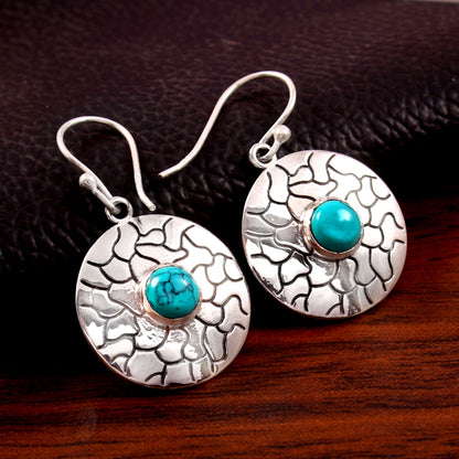Solene™ Vintage Turquoise Medallion Earrings | Sterling Silver | Old Soul Balance | Meaningful Gift for Her