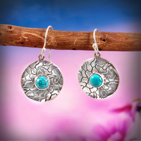 Solene™ Vintage Turquoise Medallion Earrings | Sterling Silver | Old Soul Balance | Meaningful Gift for Her
