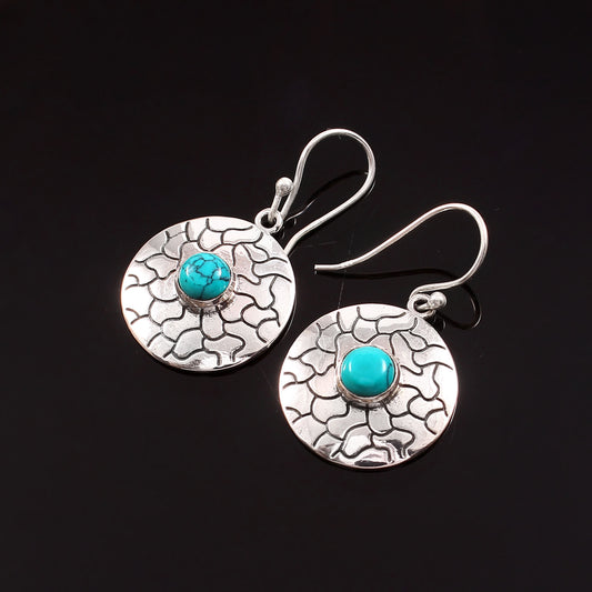 Solene™ Vintage Turquoise Medallion Earrings | Sterling Silver | Old Soul Balance | Meaningful Gift for Her