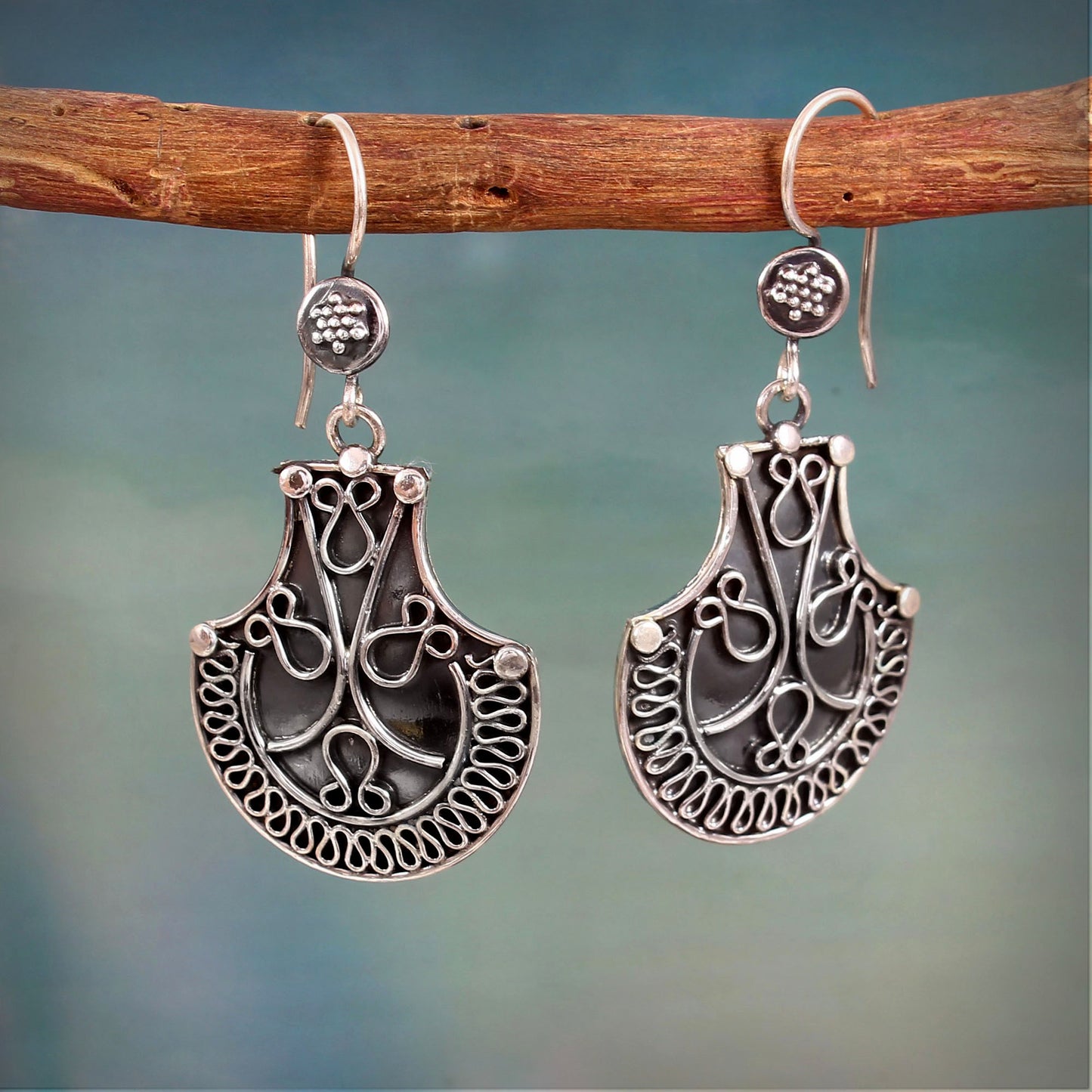 Zyrene Old Soul™ Filigree Drop Earrings – Vintage Silver Finish | Elegant Statement Earrings for Women | Perfect Gift for Her