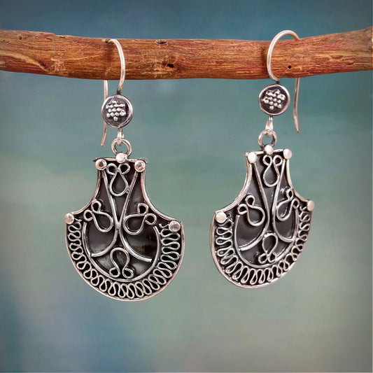 Zyrene Old Soul™ Filigree Drop Earrings – Vintage Silver Finish | Elegant Statement Earrings for Women | Perfect Gift for Her