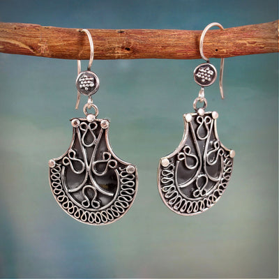Zyrene Old Soul™ Filigree Drop Earrings – Vintage Silver Finish | Elegant Statement Earrings for Women | Perfect Gift for Her