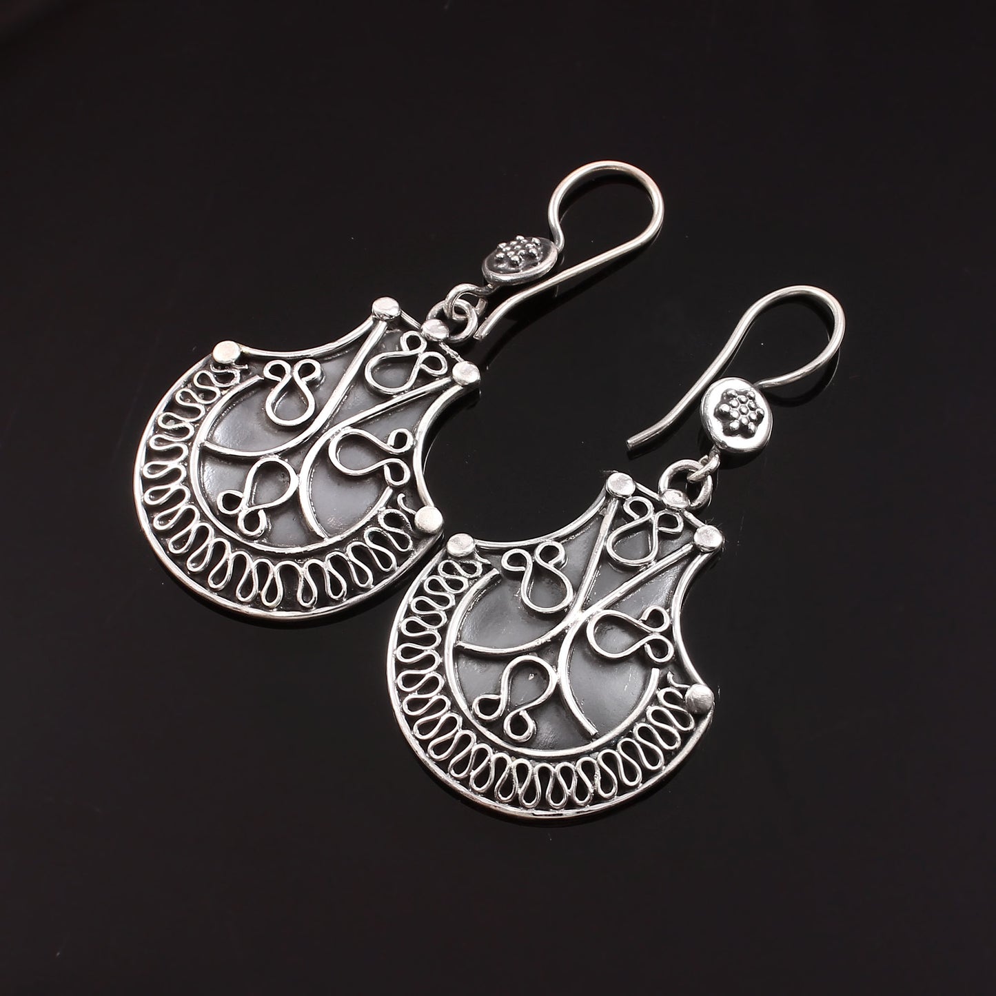 Zyrene Old Soul™ Filigree Drop Earrings – Vintage Silver Finish | Elegant Statement Earrings for Women | Perfect Gift for Her