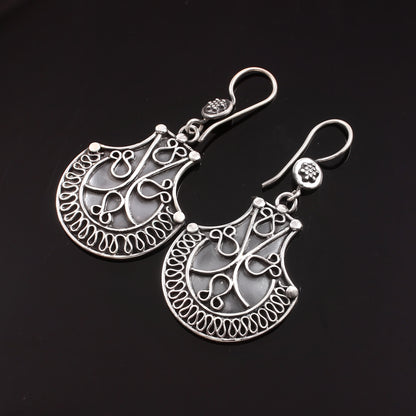 Zyrene Old Soul™ Filigree Drop Earrings – Vintage Silver Finish | Elegant Statement Earrings for Women | Perfect Gift for Her