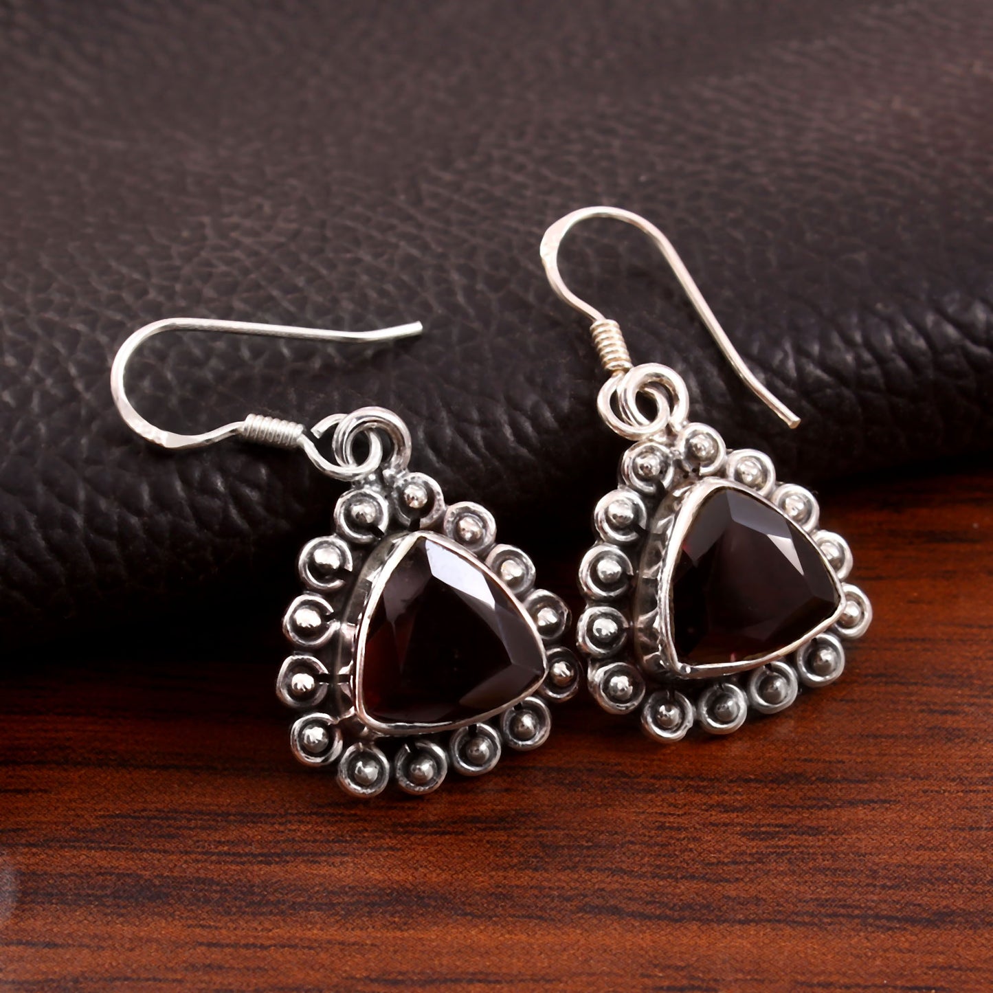 Noctelle™ Vintage Garnet Drop Earrings | Sterling Silver | Old Soul Glow | Meaningful Gift for Her