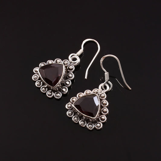 Noctelle™ Vintage Garnet Drop Earrings | Sterling Silver | Old Soul Glow | Meaningful Gift for Her