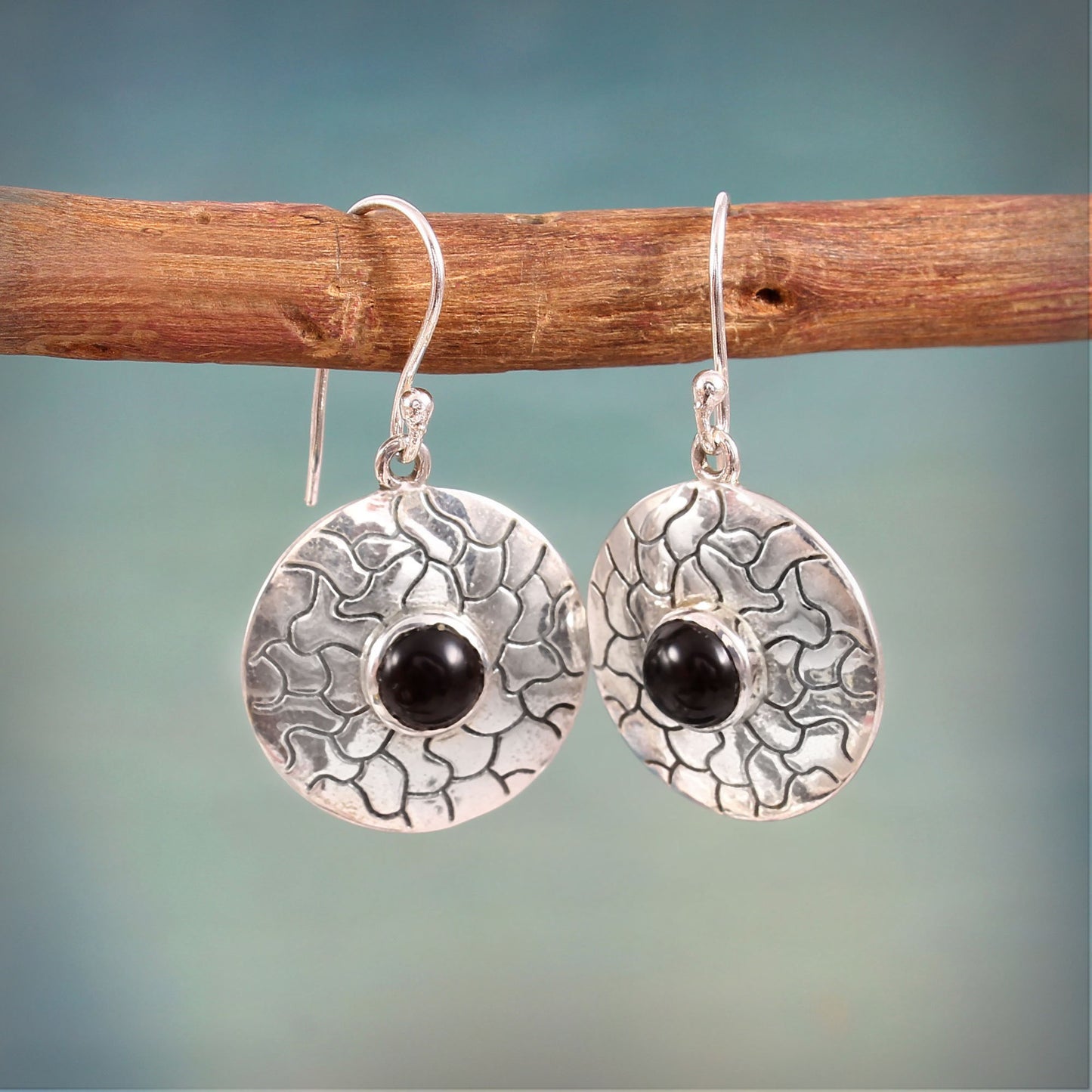 Noirra™ Vintage Black Onyx Disc Earrings | Sterling Silver | Old Soul Strength | Meaningful Gift for Her