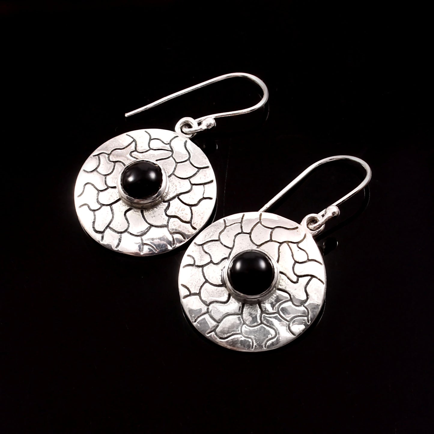 Noirra™ Vintage Black Onyx Disc Earrings | Sterling Silver | Old Soul Strength | Meaningful Gift for Her