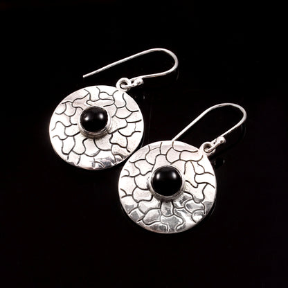 Noirra™ Vintage Black Onyx Disc Earrings | Sterling Silver | Old Soul Strength | Meaningful Gift for Her