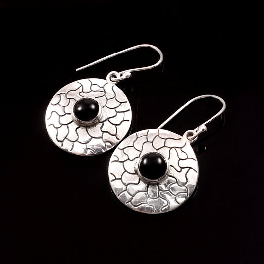 Noirra™ Vintage Black Onyx Disc Earrings | Sterling Silver | Old Soul Strength | Meaningful Gift for Her