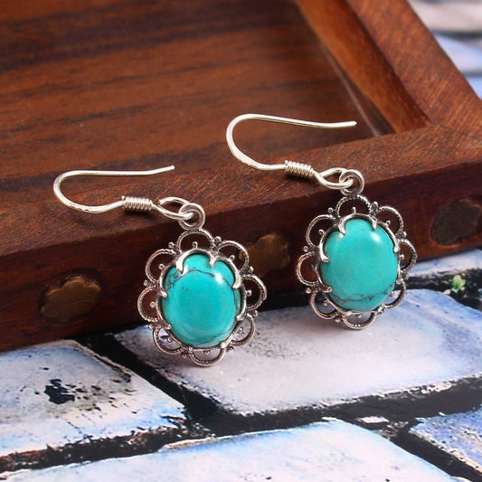 Lunelle™ Vintage Turquoise Bloom Earrings | Sterling Silver | Old Soul Charm | Meaningful Gift for Her