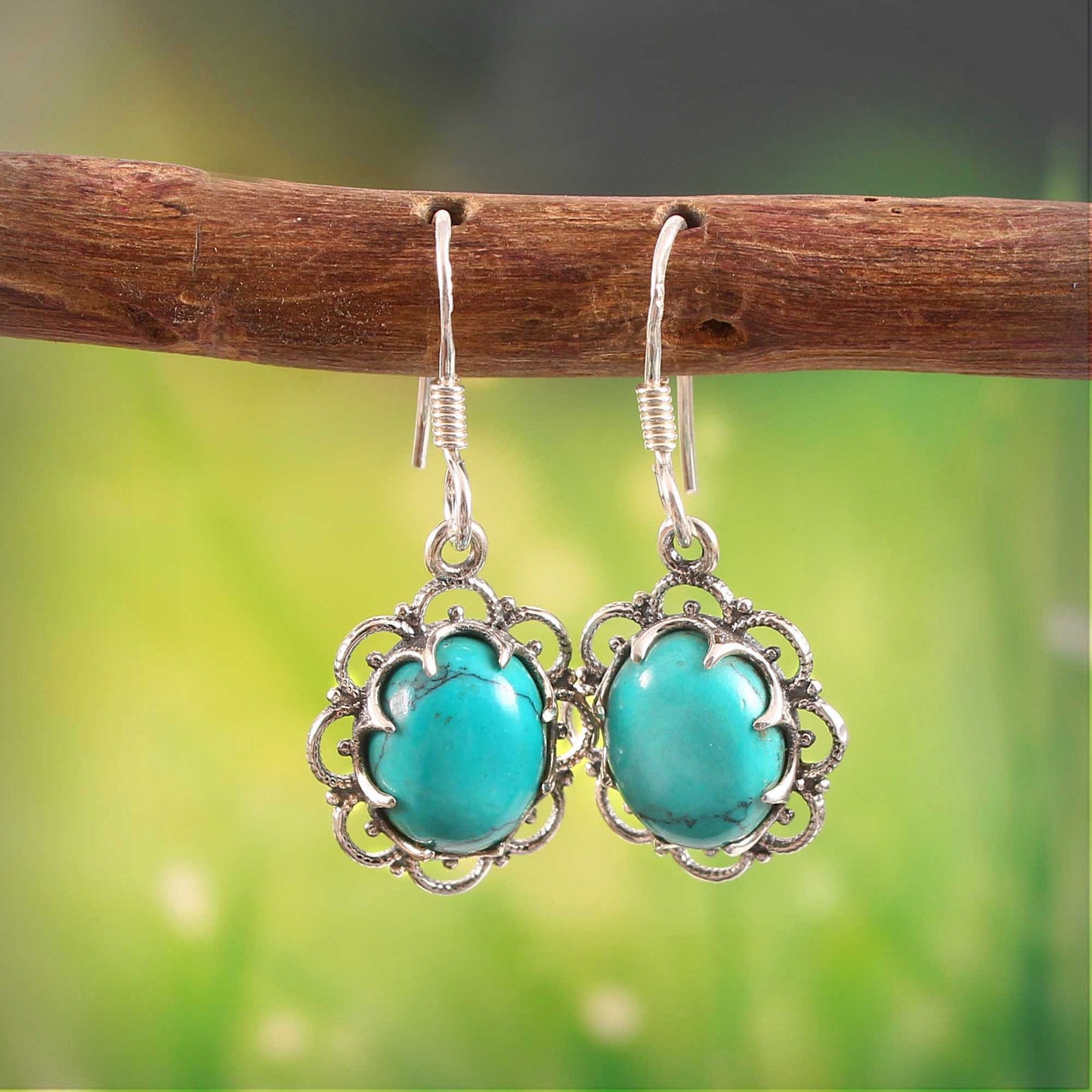 Lunelle™ Vintage Turquoise Bloom Earrings | Sterling Silver | Old Soul Charm | Meaningful Gift for Her