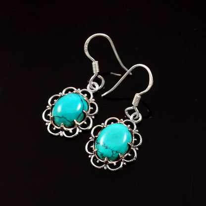 Lunelle™ Vintage Turquoise Bloom Earrings | Sterling Silver | Old Soul Charm | Meaningful Gift for Her