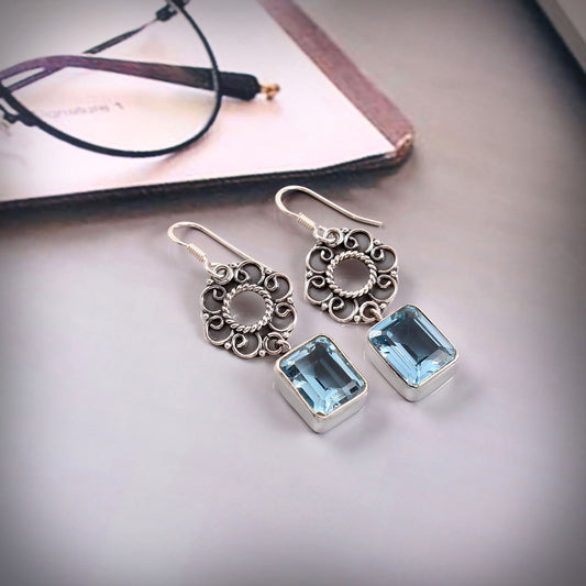 Lyra™ Vintage Sky Blue Drop Earrings | Sterling Silver | Old Soul Clarity | Meaningful Gift for Her