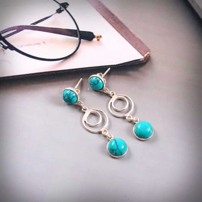 Aria™ Turquoise Harmony Drop Earrings | Sterling Silver | Old Soul Ease | Thoughtful Gift for Her